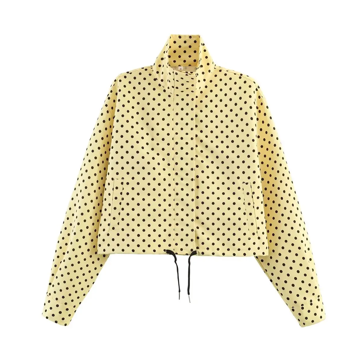 Polka Dot Print Korte Jassen Dames High Street Lange Mouwen Jassen voor Dames 2026 Elegante Kantoor Dames Casual Buitenkleding