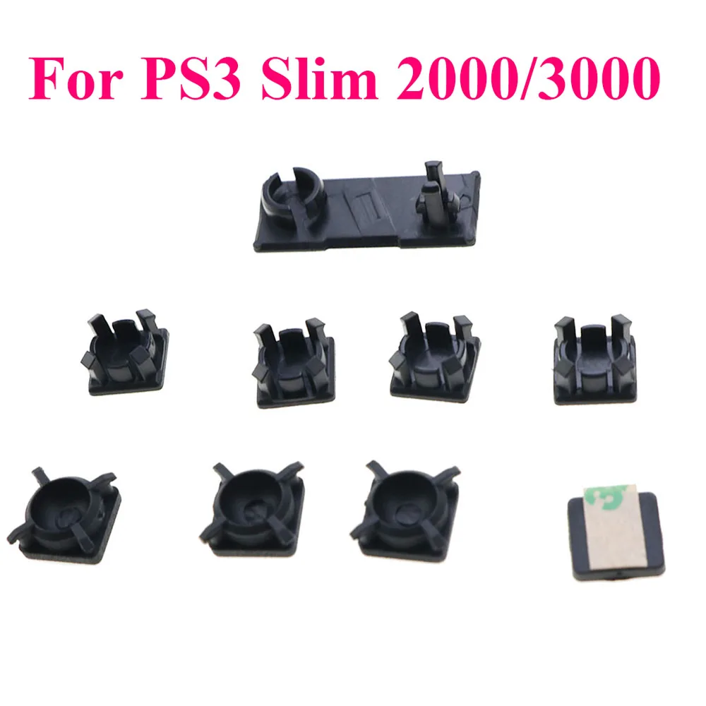 Full Set Black Plastic For PS2 PS3 Slim 2000 3000 4000 70000 Console Screws Screw Rubber Feet Cover Set Screws Kit Repair Parts