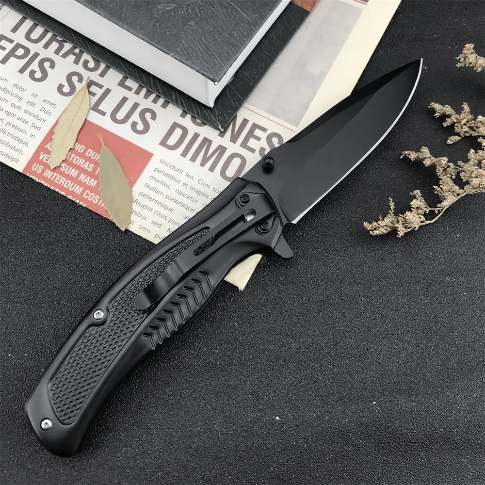 TAC XR Blackout Flipper Folding Pocket Knife D2 Blade G10 Handles Self-defense Utility Tactical Knives Outdoor EDC Multitool