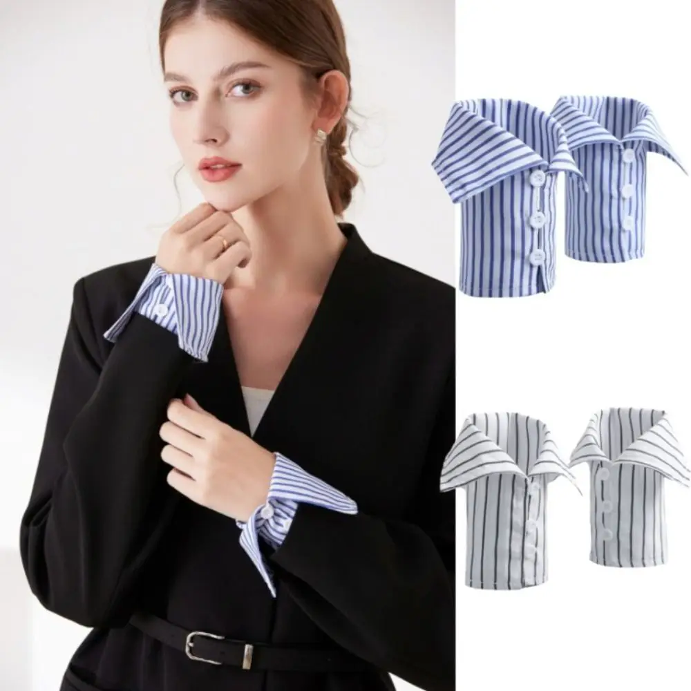 Striped Detachable Sleeves Sweater Clothing Arm Decor Fake Hand Sleeves Cuff Extension Shirt Fake Cuffs Women