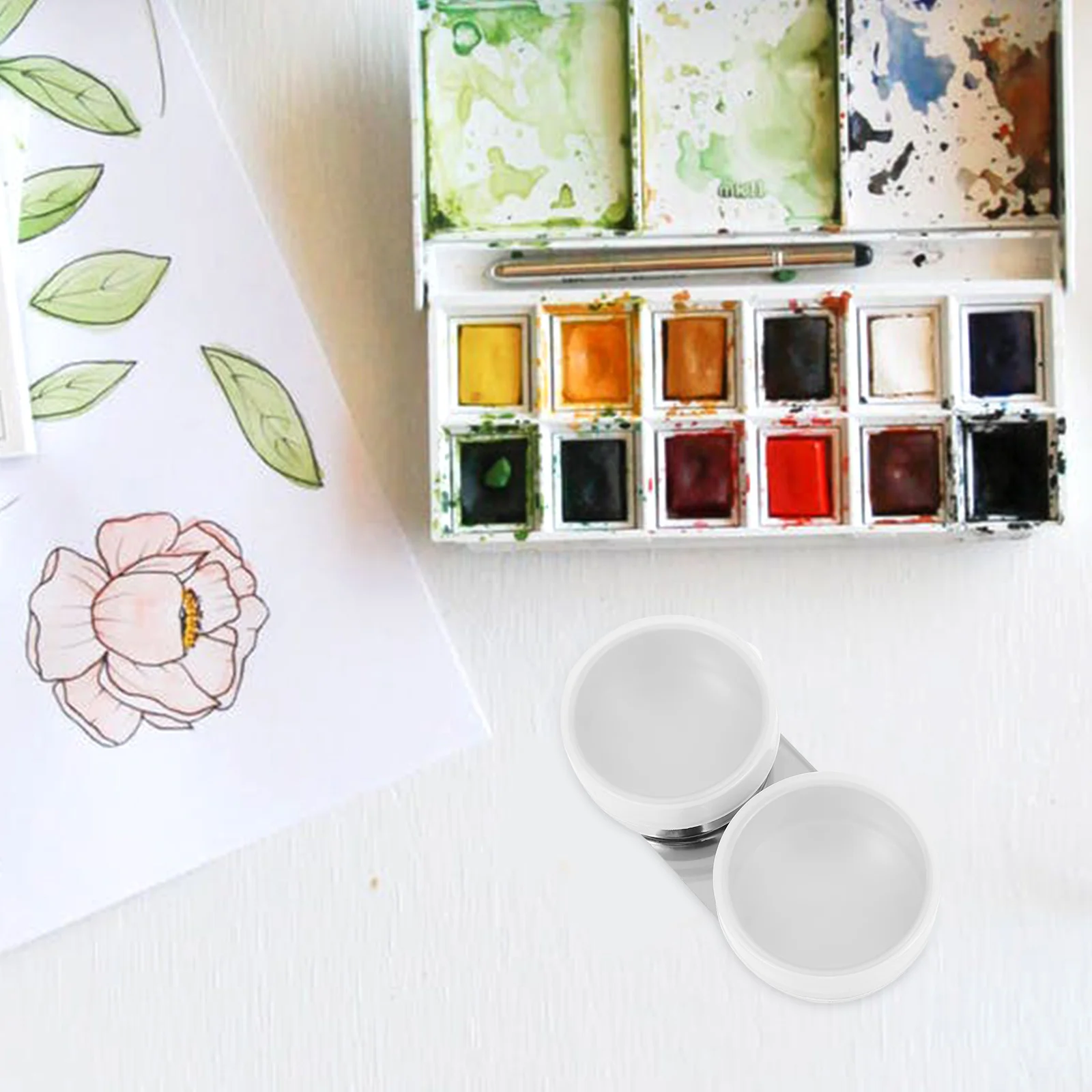 

Stainless Steel Brush Pen Cleaning Pot Portable Paint Mixing Cup Oil Painting Accessory Leak Resistant Lid for Families Schools