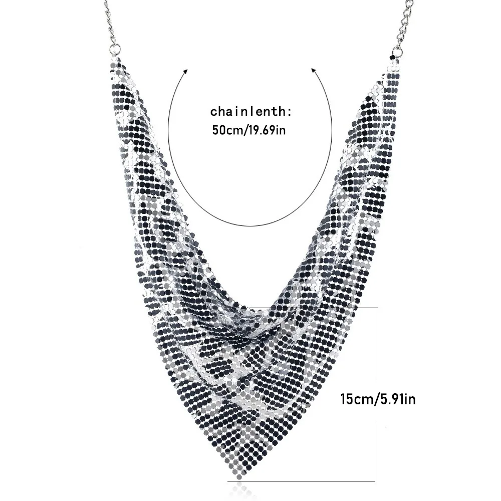 خمر المعادن الثلاثي وشاح سلسلة المختنق التألق ليوبارد طباعة قلادة الترتر الجمالية انفصال طوق تراكب #6