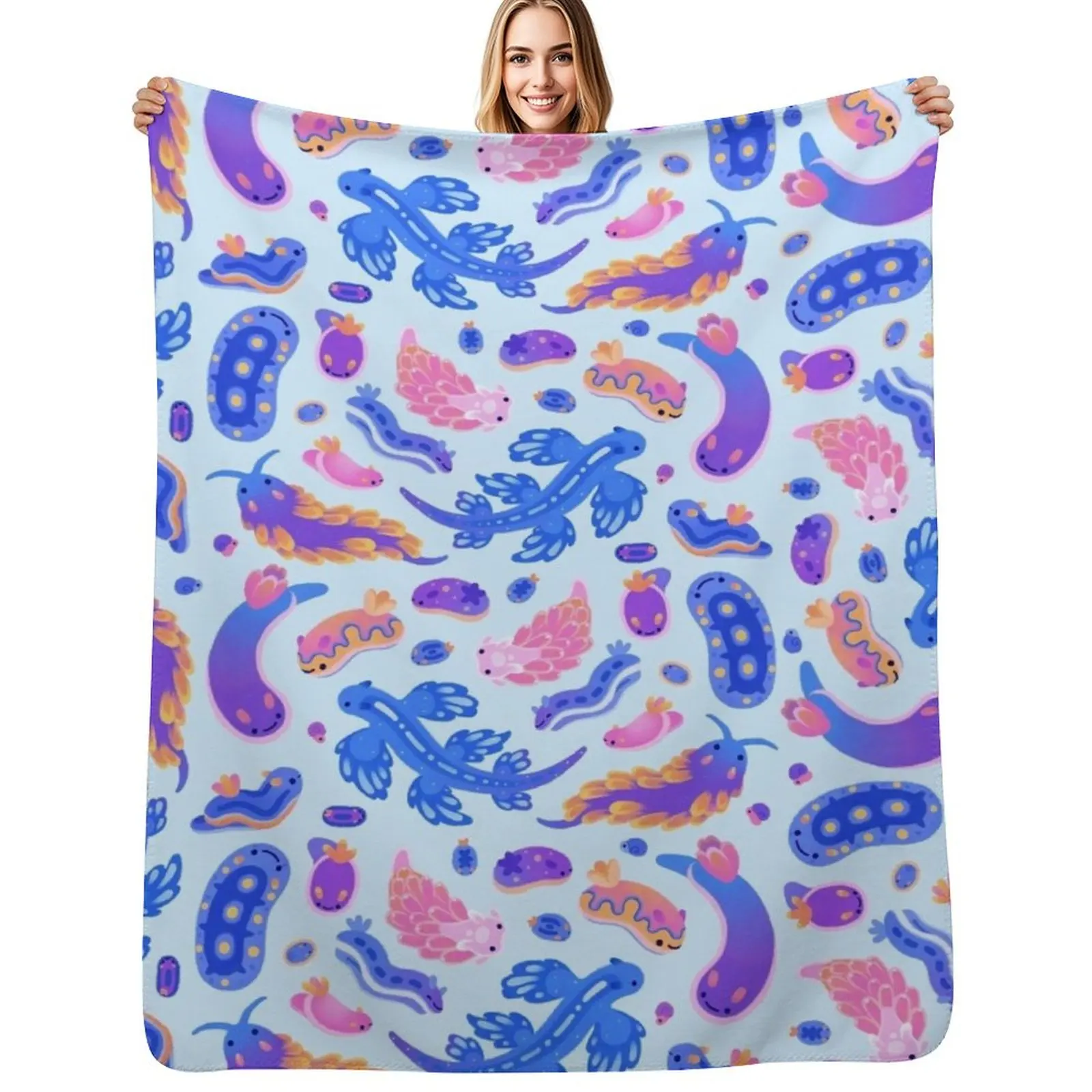 Sea slug - pastel blue Throw Blanket Cozy Napping Blanket Gift for Mom Dad