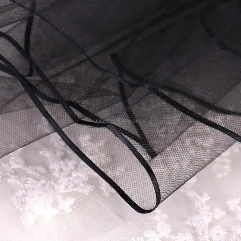 Bruid Bruiloft Sluier Zwarte Korte Tule Sluier Halloween Party Haaraccessoires