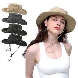1pc Unisex Fisherman Hat Large Wide Brim Waterproof UV Sun Hats with String Wide Brim Hiking Fishing Mountain Camping