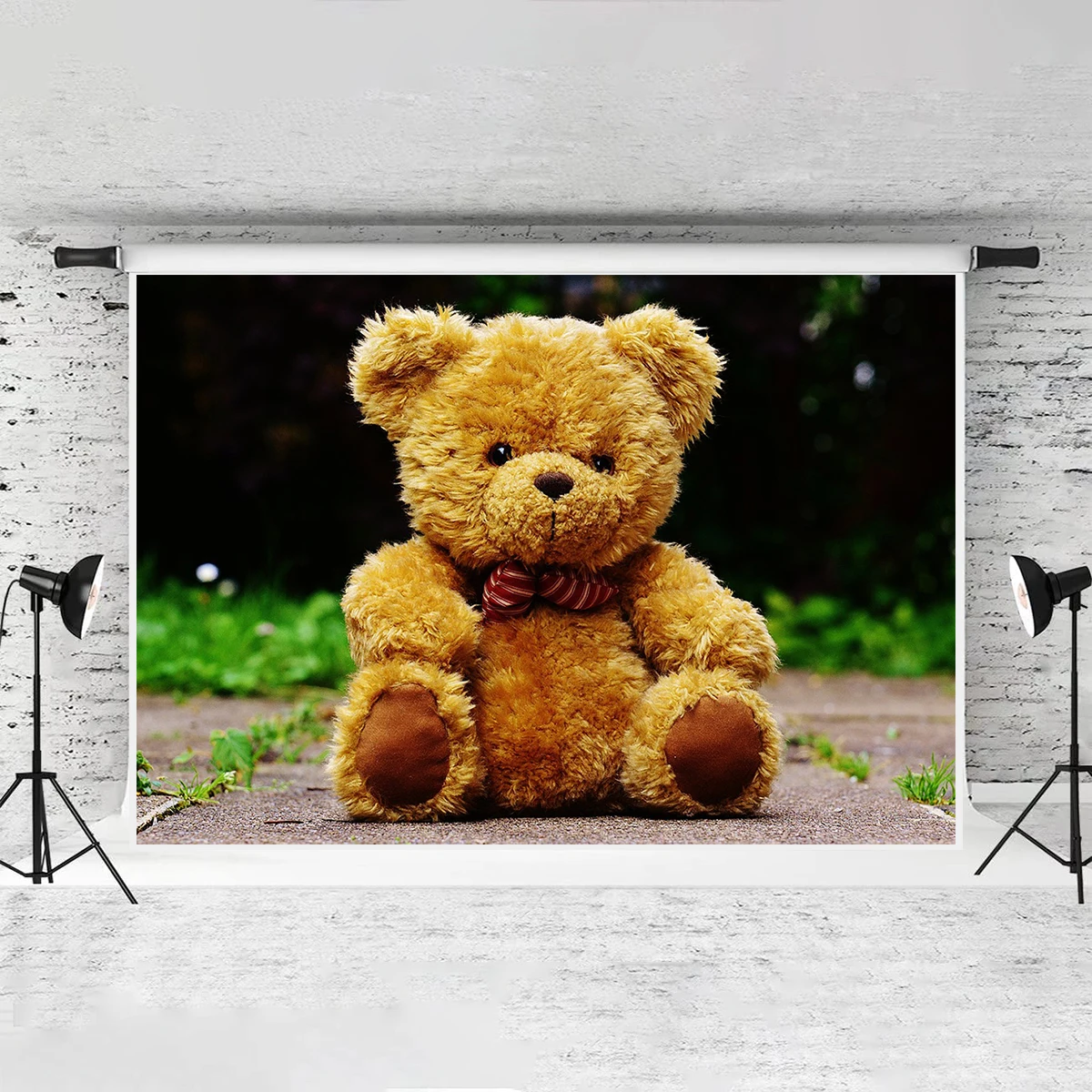 Happy Birthday Theme Cute Teddy Bear Photography Backdrop Banner Girl Kids Dressed Up Party New Born Baby Shower Decoration