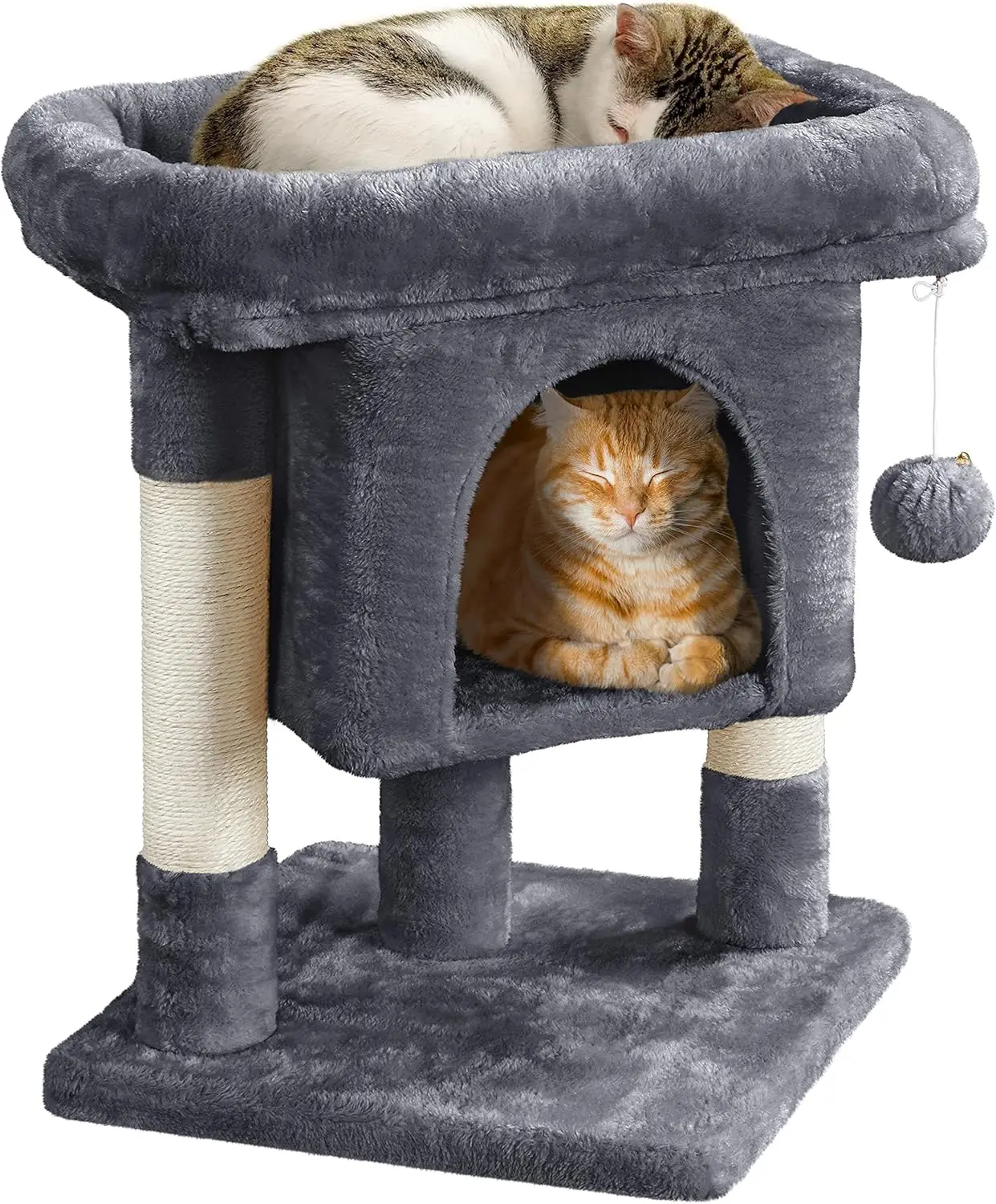 

Cat Condo with Sisal-Covered Scratching Posts, Cat House Activity Center Furniture for Kittens, Cats and Pets - Dark Gray