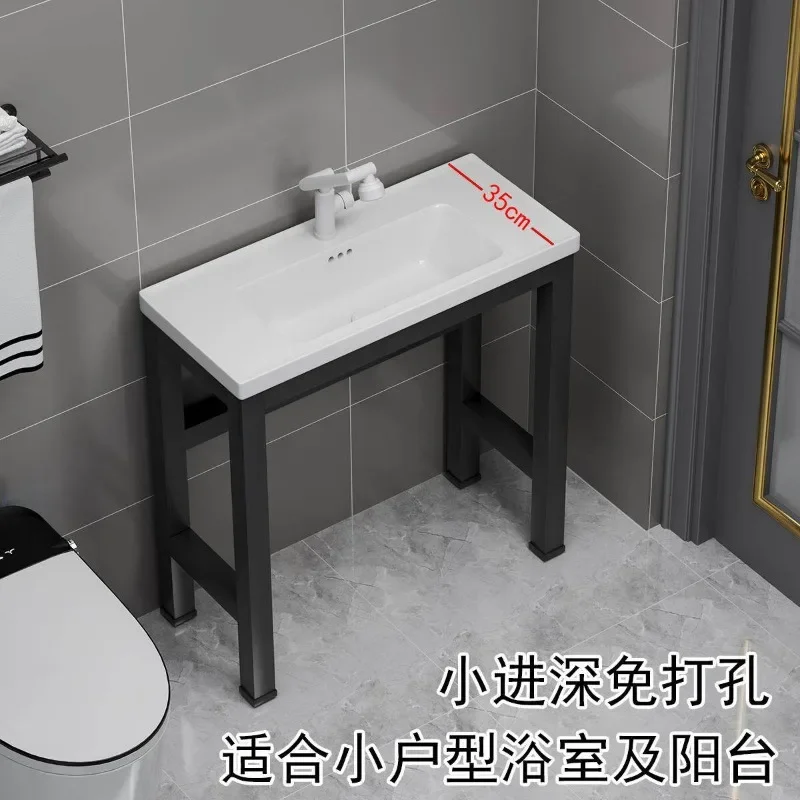 Balcony ceramic integrated basin floor bracket wash basin laundry table pool non-punching sink basin small width 35cm
