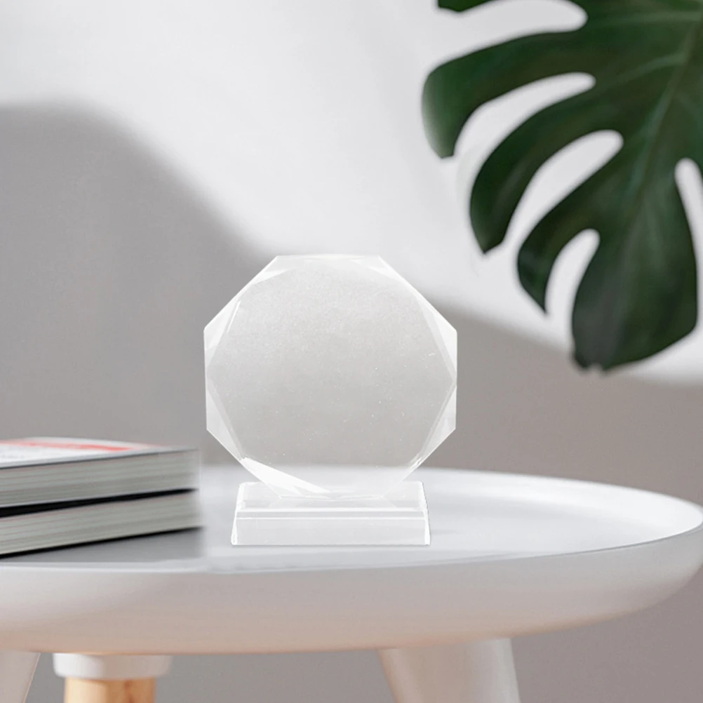 

Crystal Trophy Blank Achievement Award Glass Wood Base Elegant Durable Recognition Keepsake Corporate Personal