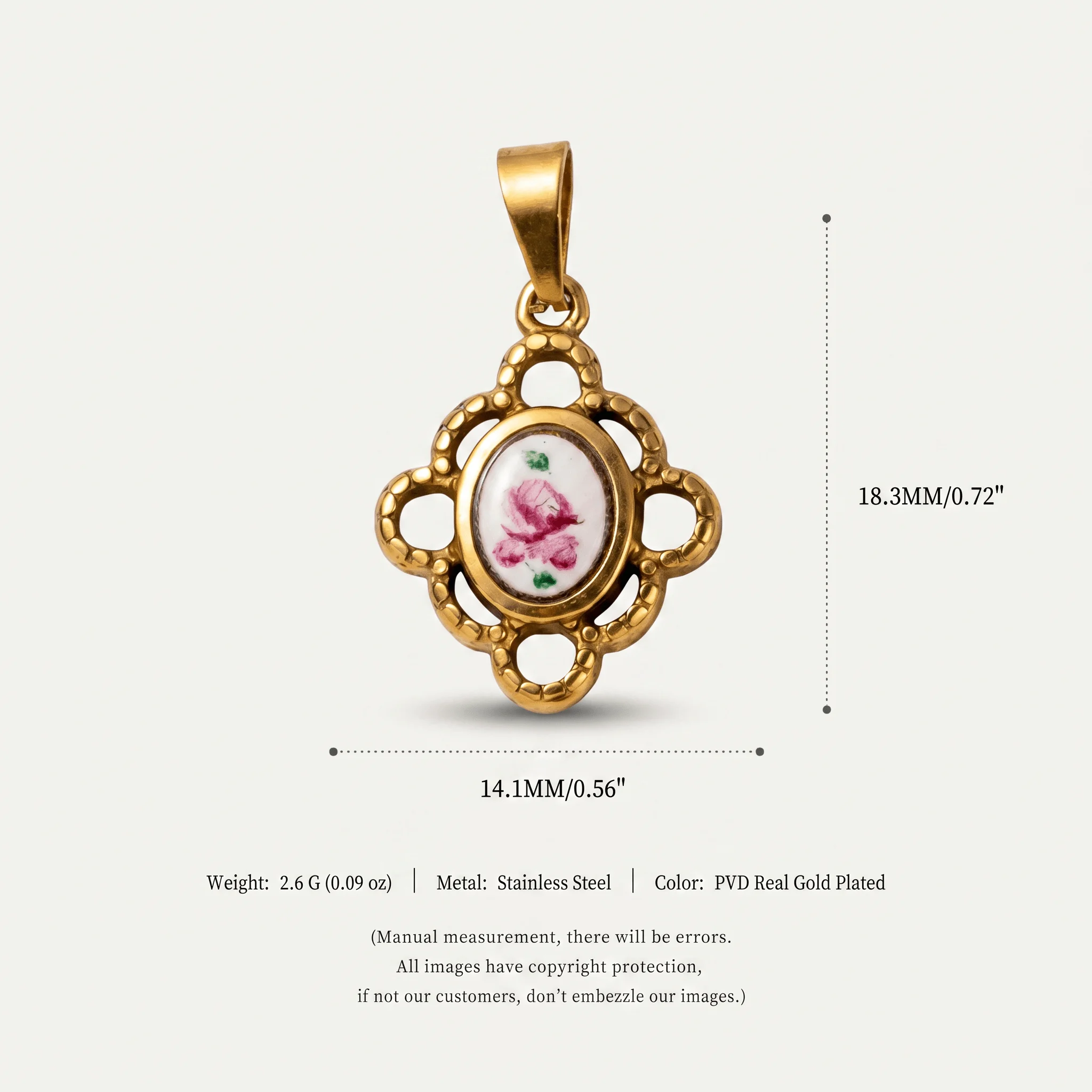 Neue Niedliche und Frische Geometrische Liebesblume aus 316 Edelstahl, Wasserdicht, Farbbeständig, DIY-Anhänger für Schmuck – Detail 6