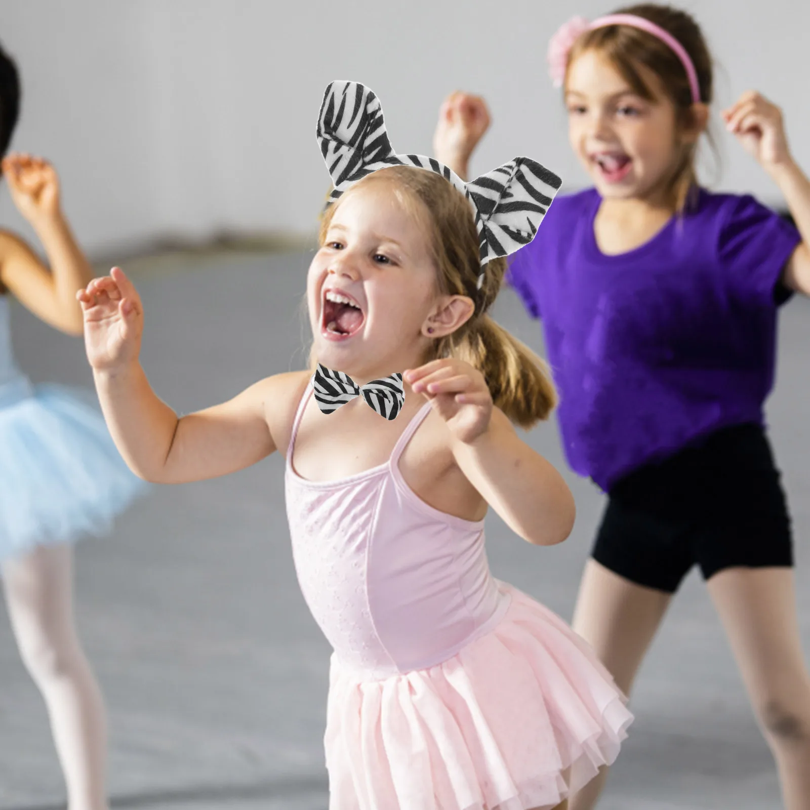 1세트 얼룩말 의상 동물 귀 머리띠 나비넥타이 꼬리 코스프레 파티 액세서리 할로윈 축제 소품 얼룩말 의상 세트