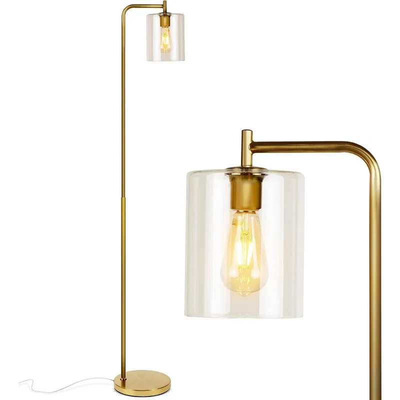 

Elizabeth LED Floor lamp, Tall Lamp with Glass Shade & Edison Bulb, Industrial Lamp for Living Rooms & Offices