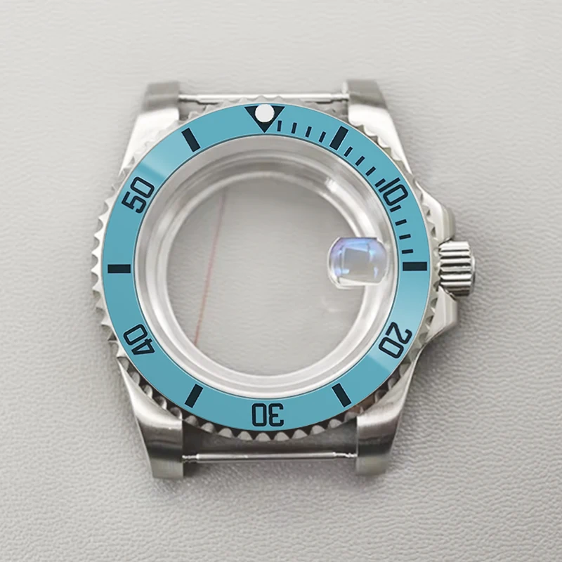 Mod 40mm NH35 Case Silver SUB Watch Case Sapphire Crystal Glass Fit for NH35 NH36 4R35 7S Movement 28.5mm Dial Cases Refit Parts