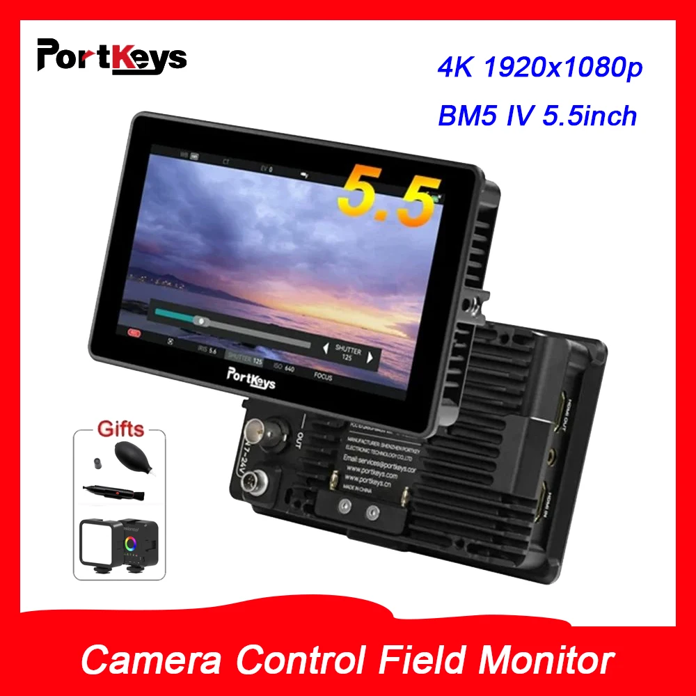 Portkeys BM5 IV 5.5inch Camera Control Field Monitor 3D LUT Display 1920x1080p Dual Screen Monitor 4K for Camera Live Steaming