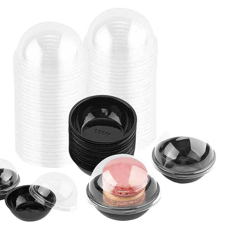 Hot 200 Pack Clear Plastic Mini Cupcake Container, Individual Packaging Treat Boxes With Dome Lids For Mini Muffin Macaron