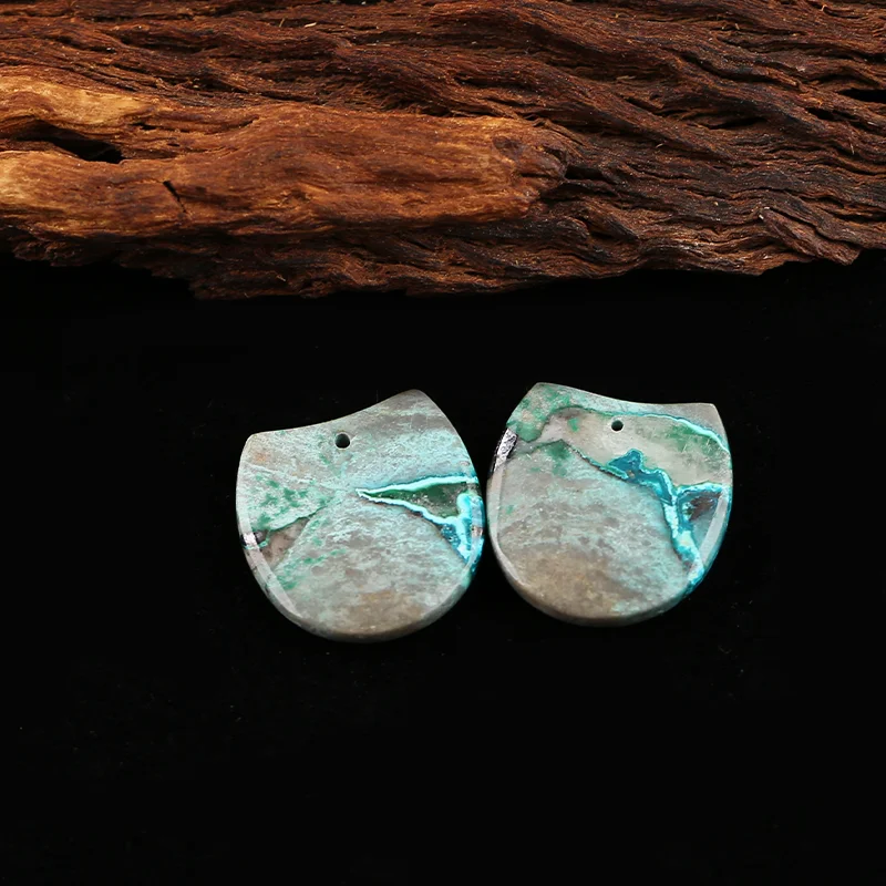 AAA+Artisan-Crafted Double Hole Chrysocolla Earring Beads, Handmade Natural stones beads for jewelry Making Supplies