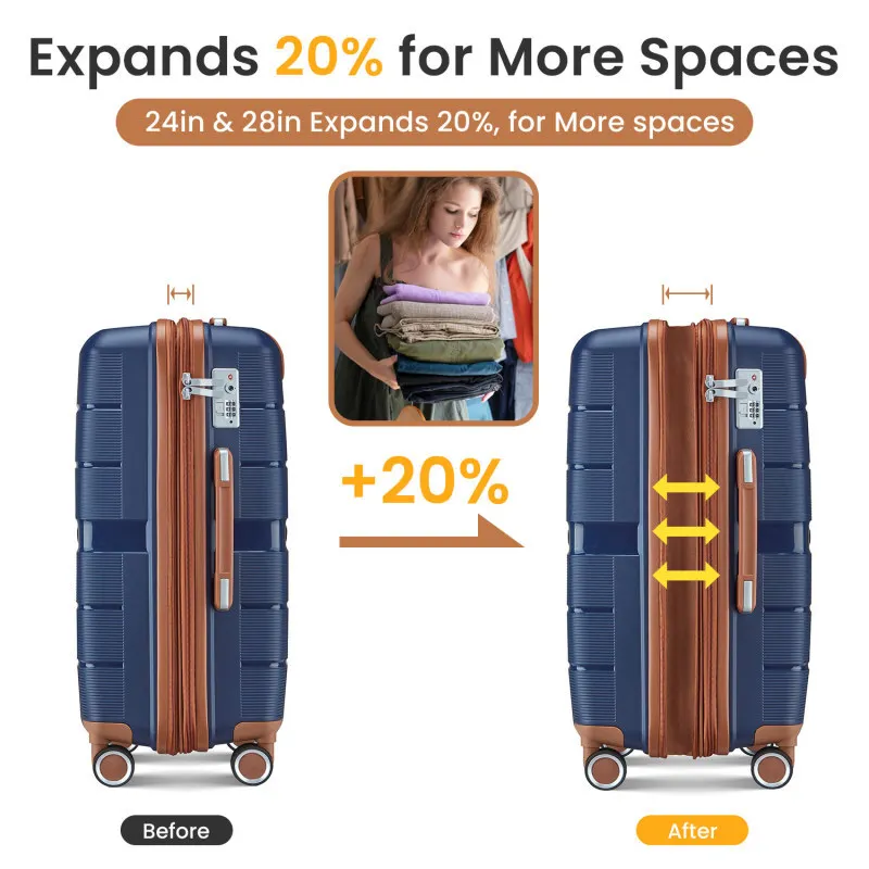 

Lage Sets 4 Piece PP Lightweight Durable Expandable Suitcase Top Quality Luggage Sets Organized And Spacious Interior Adjustable