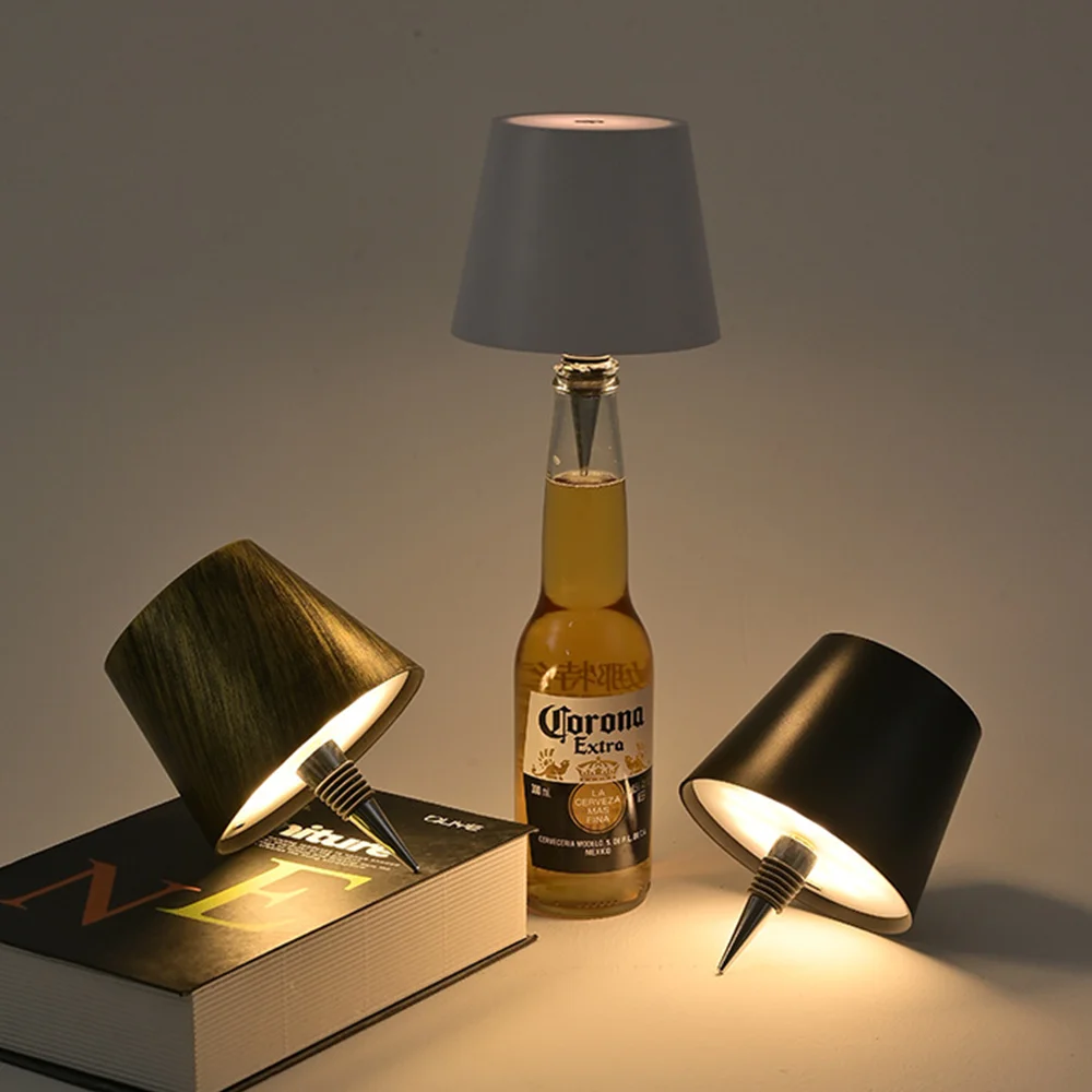 

Ретро светильник для бутылки вина, трехцветный сенсорный светильник с затемнением, зарядка через USB, обеденный стол, романтическая атмосфера, уличный светильник для кемпинга