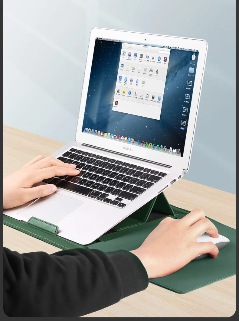 Laptop Holder Case for MacBook Pro Air 16 15.4 13.3 12 11 Bag PU Leather Sleeve Detachable Notebook Cover with Phone Holder