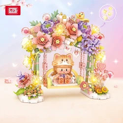 Loz Mini City Street View Flower Swing Building Block Creative Lighting Decorations Model Toy Bricks Children Birthday Gift