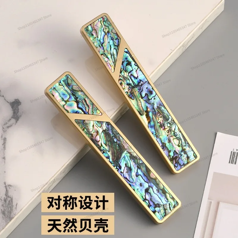 For Wardrobe Brass Door Handle Haute Couture Cabinet Door, Natural Shell Pure Copper Handle Furniture