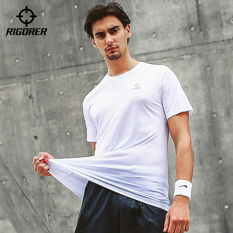 RIGORER Short-sleeved Sports T-shirt Men's Breathable Sweat Absorbing Top Leisure Fitness Running Sports Basketball T-shirt