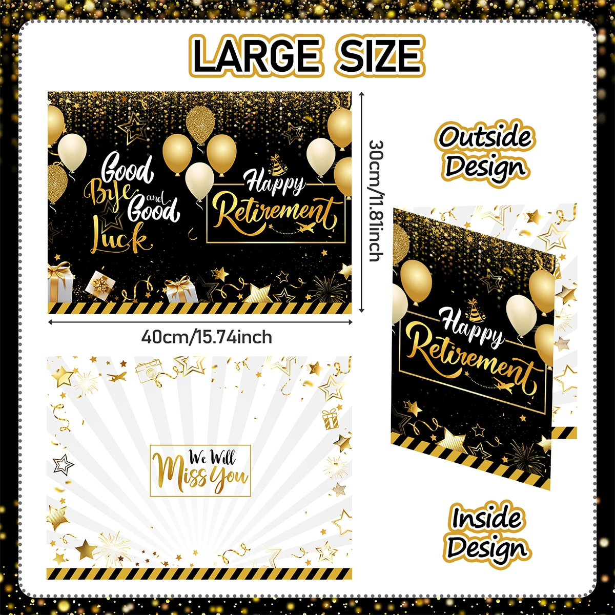 Black Gold Signature Guest Book Birthday Party Decorations Retirement Party Supplies 30 40 50 Years Old Birthday Signing Card