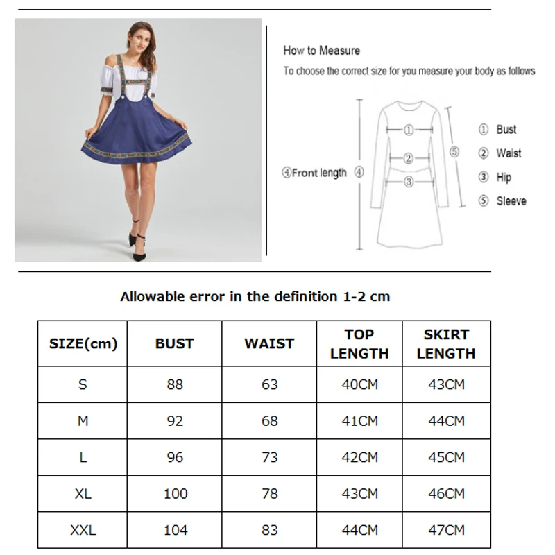 Lady Carnival Bavarian Oktoberfest Costume Top And Sling Skirt Clubwear Waitress Maid Cosplay Halloween Fancy Party Dress