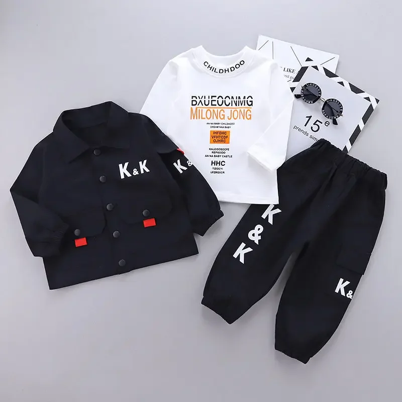 Autumn Children Clothes Kids Boys Jacket Suit T-Shirt Pants 3Pcs/sets Spring Kids Infant Clothing Toddler Sportswear 0-4 Years