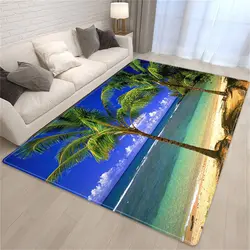 3D Printing Palm Tree Sea Beach Carpet Living Room Sofa Table Rug Bedroom Bedside Rug Dining Carpets Rug for Bathroom Decoration