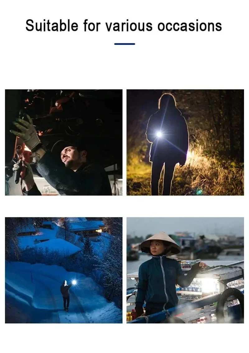 Powerful Led Flashlight Abs Portable Telescopic Zoom Flashlight Usb Rechargeable Outdoor Waterproof Camping Tactical Flash