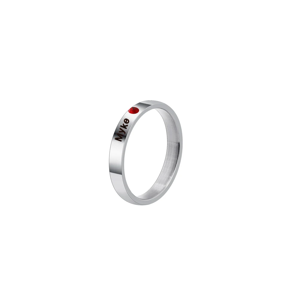 PolishedPlus Personalized Customized Name Ring With Birthstone Engraved Rings For Women Mother\'s Day Gifts