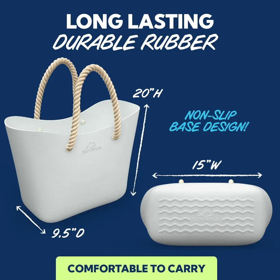 Rubber Beach Bag Extra Large Waterproof EVA Tote Bag with Rope Handles for Beach