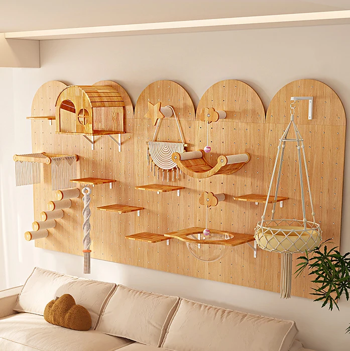 

Customization Durable Solid Wood Cat Wall Shelf Mounted Wall Hammock Climbing Frame House Cat Furniture Manufacturer