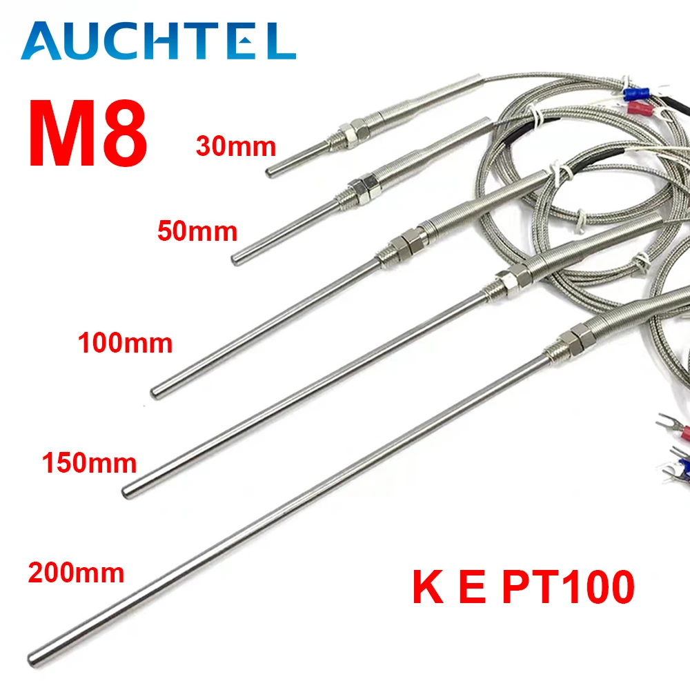 0-400℃ M8 K Type 1m 2m 3m 5m Probe Length 50mm 150mm 100mm 200mm Probe Screw Thread Cable Thermocouple Oven Temperature Sensor