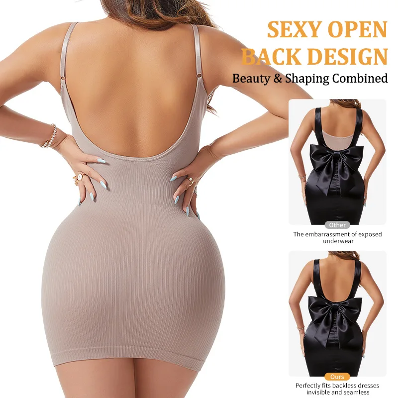 Women Shapewear V-Neck Full Slips for Under Dresses Body Shaper Tummy Control Strap Slip Elegant Slimming Cam Shaper Dress - view 3