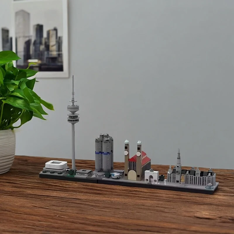 

MOC Creative City Architecture Street View Building Blocks Kids Puzzle Toys Germany Munich Skyline Model Birthday Gift Ornament