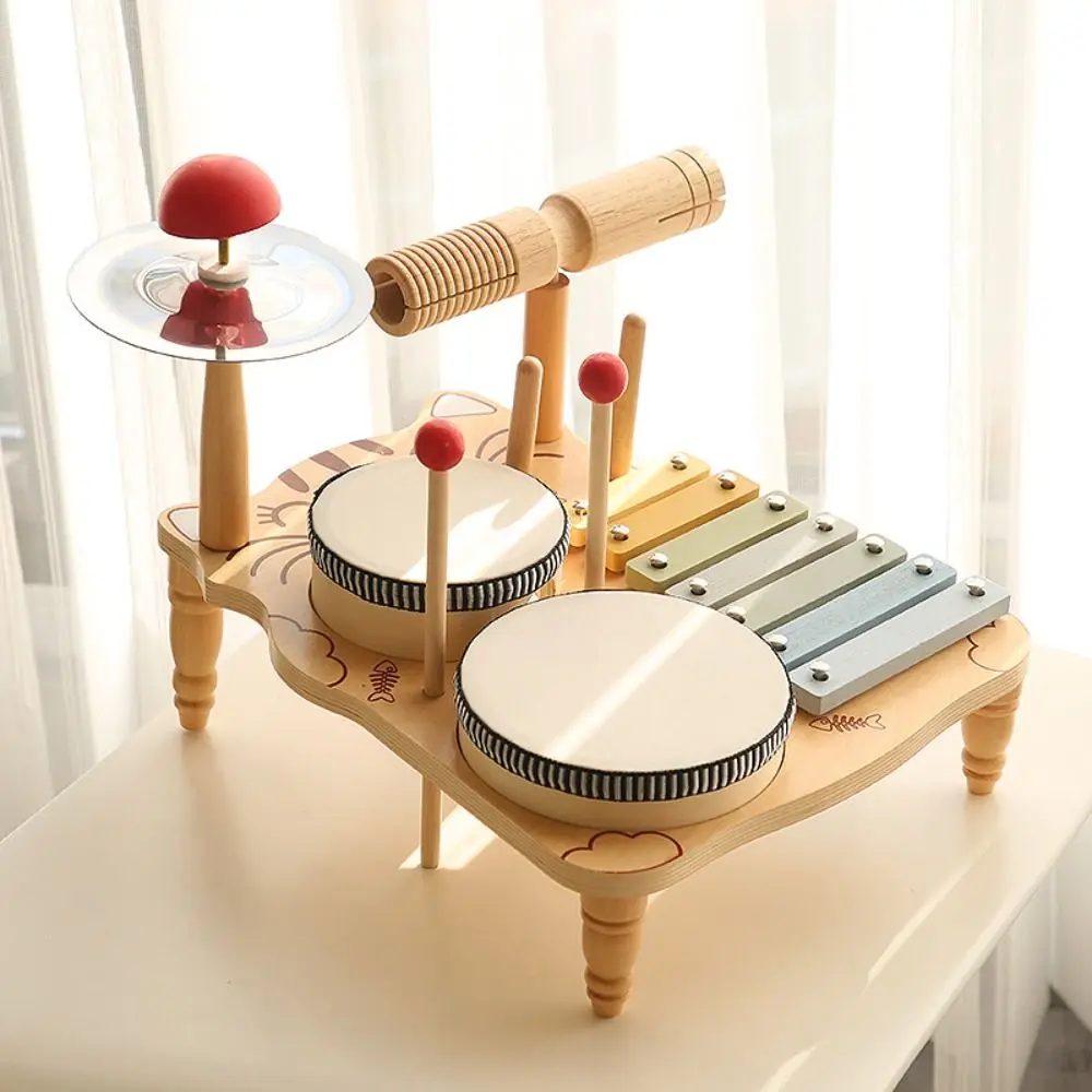 New Wooden Musical Instruments Toys Musical Eight Percussion Instruments Tone Multifunctional Montessori Toys Baby