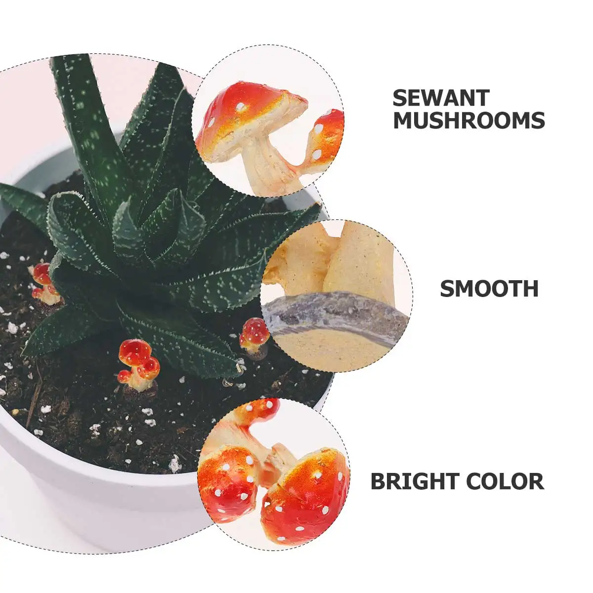 

6Pcs Resin Mini Mushroom Bonsai Decoration Long Lasting Use Extraordinary Durability Plastic Ornaments Plastic Mini Mushroom