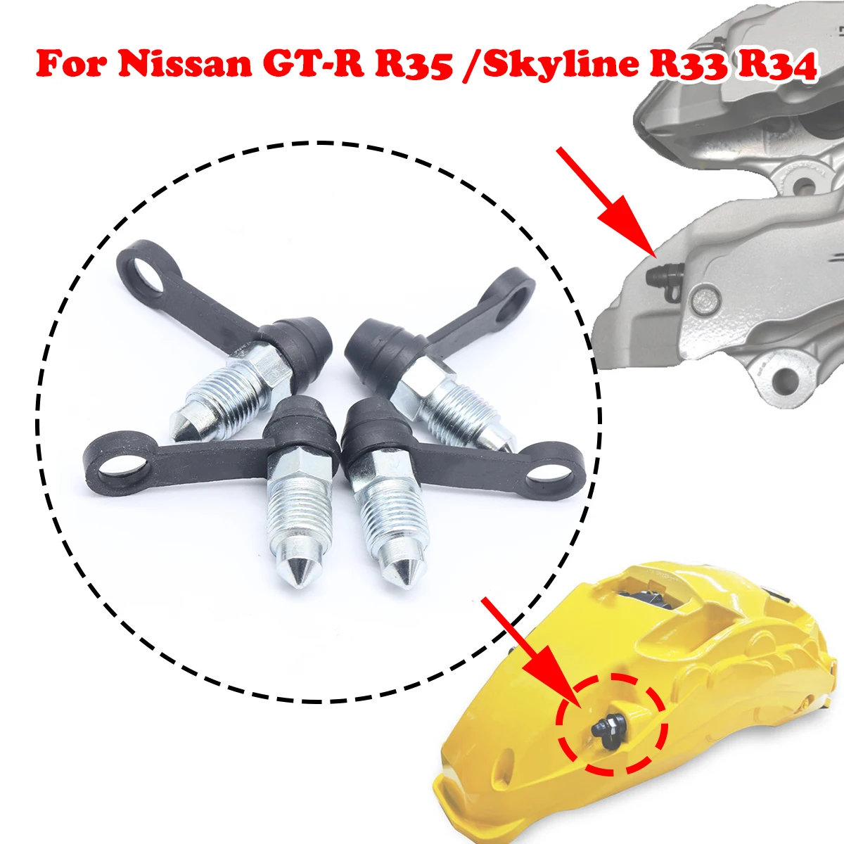 

Front Left Right Caliper Bleed Nipples Screws Repair Kit Valves Car Accessories For Nissan GT-R R35 Skyline R33 R34 1993-2008