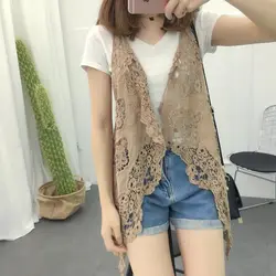 Irregular Hollow Out Embroidery Loose Knitted Women's Vest Korean Fashion Indie Folk Open Stitch Cardigan for Women 2024 L44