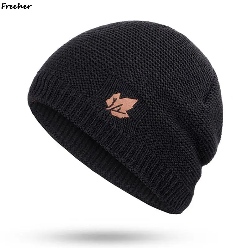 Winter Maple Knit Hats Leaf Wool Caps Unisex Warm Skullies Autumn Casual Fashion Elastic Beanies Hat Simple Crochet Headwear