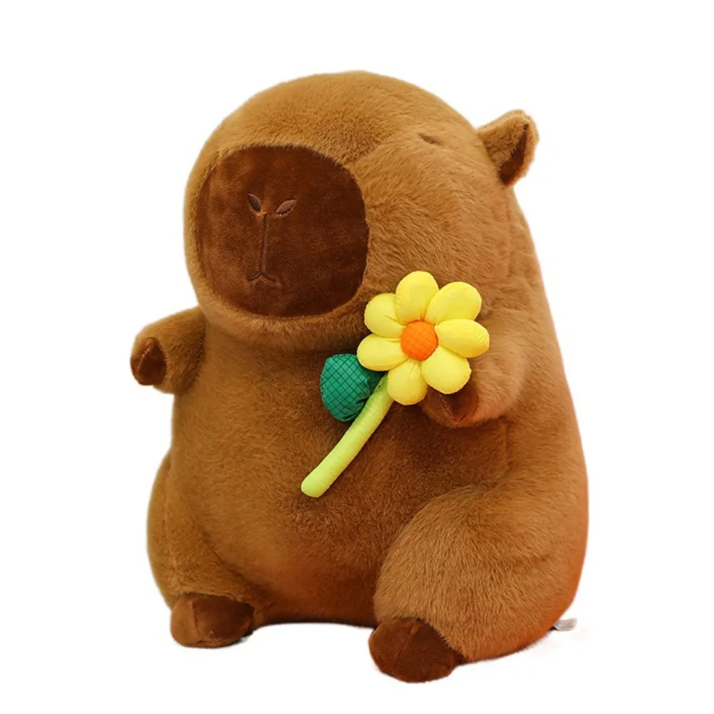 

Kawaii Пушистый Цветок Капибара Плюшевая Игрушка Коричневая Мягкая Капибара Плюшевая Кукла Милые Животные Капибара Мягкая Кукла День Рождения