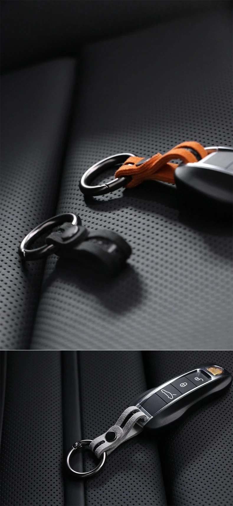 Make of Alcantara Car Key Chain Case Carbon Fiber For Audi A4 B8 A5 A3 8Y A6 A7 Q3 Q5 Q7 TT TTRS Decor Keychain Ring Accessories