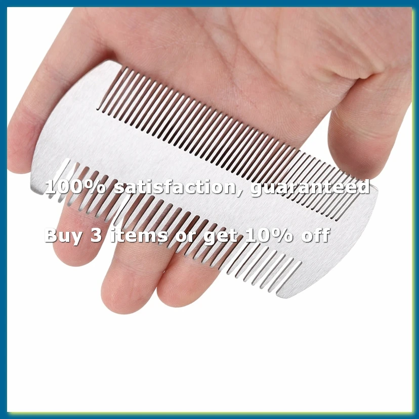 9Pack X(Dual Action Stainless Steel Edc Credit Card Size Comb Wallet Comb Pocket Comb Anti-Static Hair Comb Beard Mustache Comb)