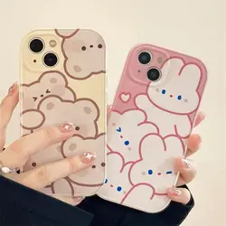 Five Bears On A Yellow Background Phone Case For iPhone 14 13 12 11 Pro XS MAX XR 7 8 Plus Mini SE2020 Silicone Cover Cases
