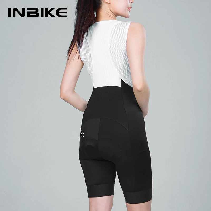 INBIKE Women Cycling Bibs Shorts 3D High Density Sponge Padde Bike Bicycle Shorts Pants with Pockets Biking Clothing MTB Shorts