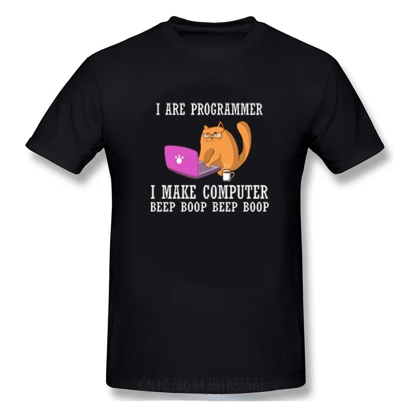 I Are Programmer I Make Computer Beep Boop Beep Boop Funny Cat T Shirt It Man Programmer Gift Printed T-shirt Tops Ropa Hombre