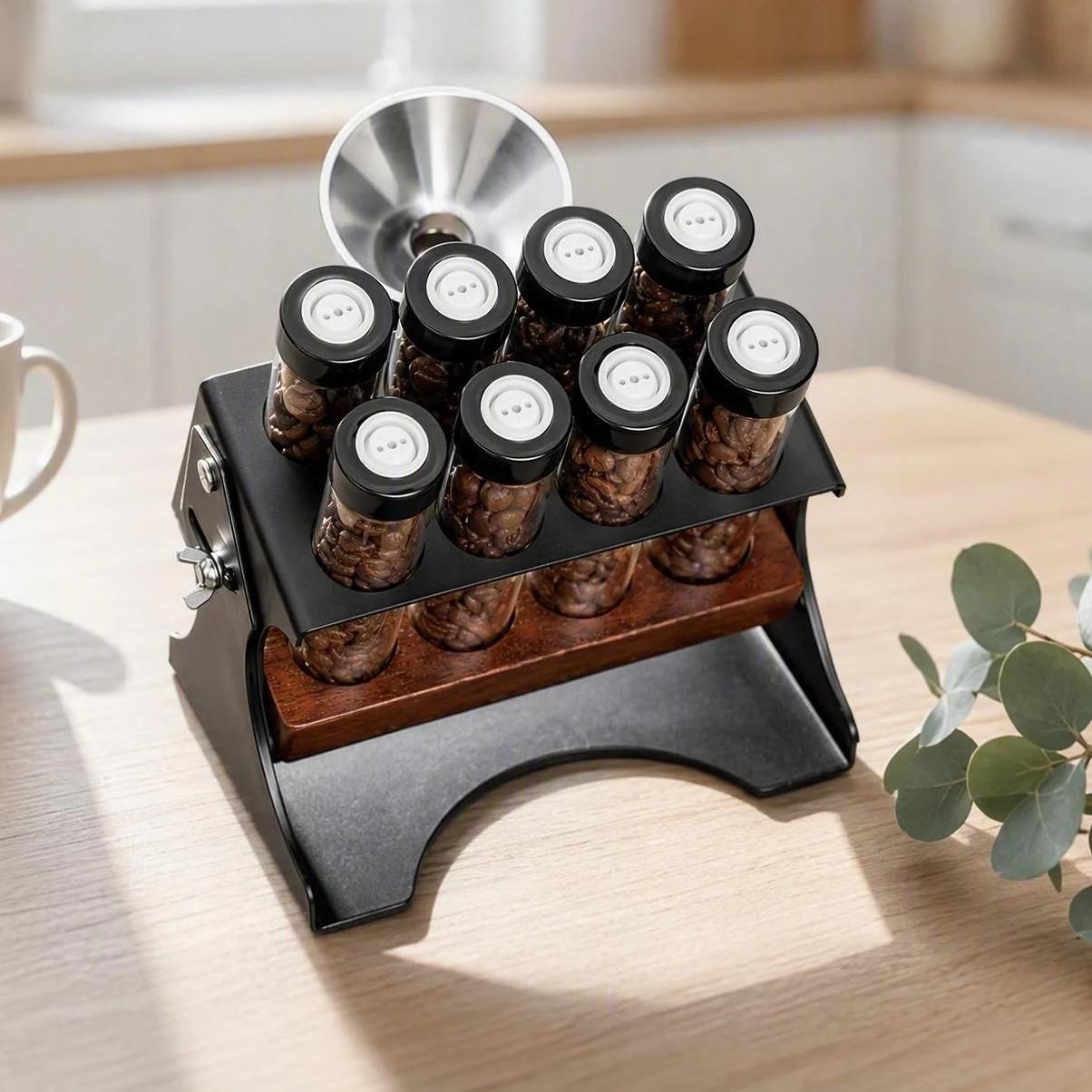 Coffee Bean Tubes Mini Glass Airtight Vacuum Storage With Pump Dispenser Container Organizer Canister Set Adjustable Accessories view 5