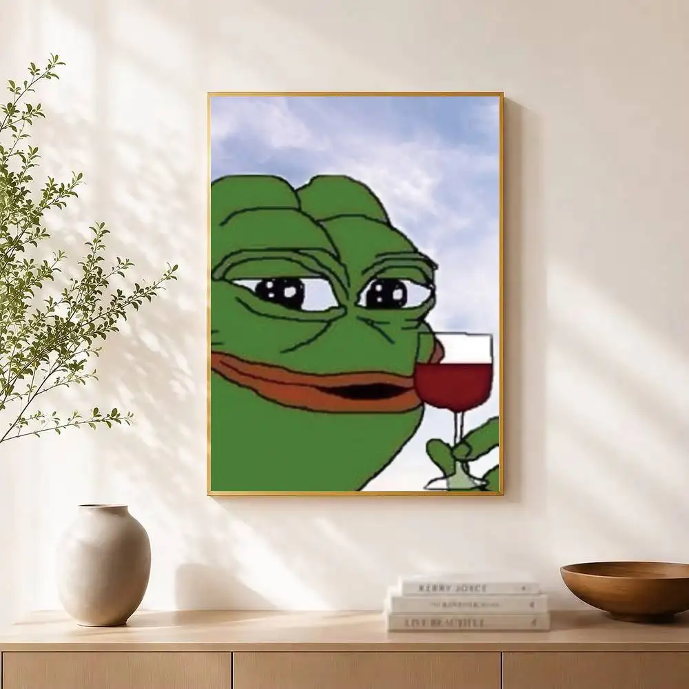 Funny The P-PEPE Frog  Poster Waterproof Wall Art Sticker For Bar Living Room Vintage Decor High Quality Print Gift